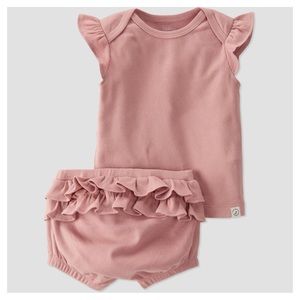 Little Planet Baby 2-Piece Organic Cotton Rib Play Set - dusty pink - 3 months